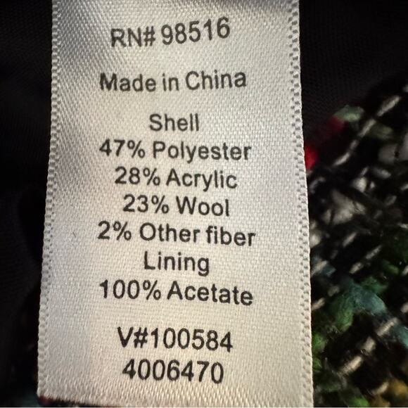 Coldwater Creek wool blend yellow red green blue white tweed jacket size 18
 b23 - Picture 5 of 6